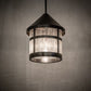Meyda Lighting Fulton 18" Black Patina Prime Lantern Pendant Light With Clear Seeded Shade Glass