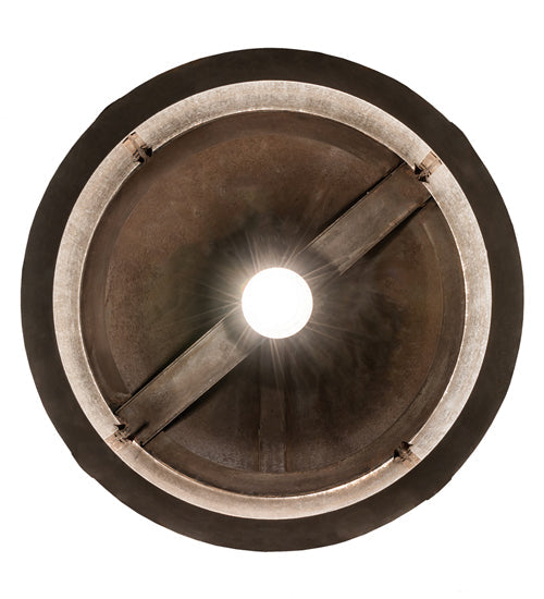 Meyda Lighting Fulton 18" Black Patina Prime Lantern Pendant Light With Clear Seeded Shade Glass