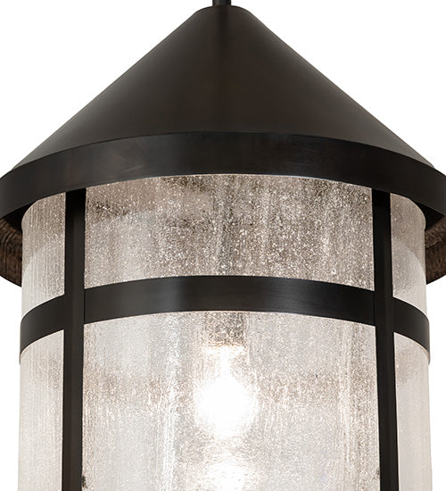 Meyda Lighting Fulton 18" Black Patina Prime Lantern Pendant Light With Clear Seeded Shade Glass