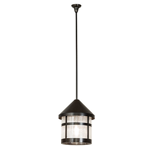 Meyda Lighting Fulton 18" Black Patina Prime Lantern Pendant Light With Clear Seeded Shade Glass