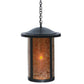 Meyda Lighting Fulton 18" Craftsman Brown Hanging Lantern Pendant Light With Amber Mica Shade Glass
