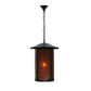 Meyda Lighting Fulton 18" Craftsman Brown Hanging Lantern Pendant Light With Amber Mica Shade Glass