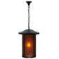 Meyda Lighting Fulton 18" Craftsman Brown Hanging Lantern Pendant Light With Amber Mica Shade Glass