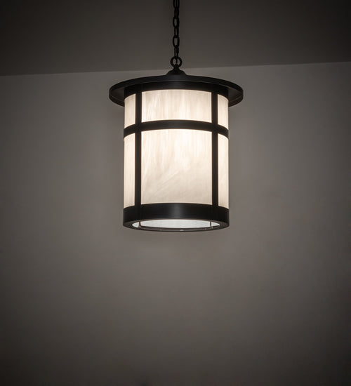 Meyda Lighting Fulton 18" Craftsman Brown & Timeless Bronze Pendant Light With White Shade Glass