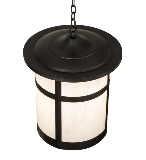Meyda Lighting Fulton 18" Craftsman Brown & Timeless Bronze Pendant Light With White Shade Glass