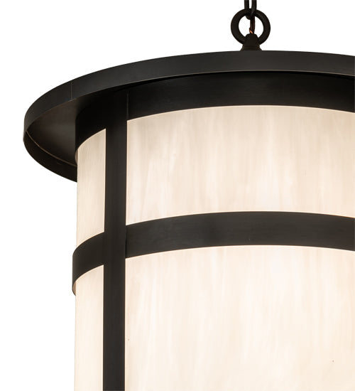 Meyda Lighting Fulton 18" Craftsman Brown & Timeless Bronze Pendant Light With White Shade Glass