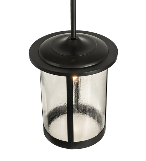 Meyda Lighting Fulton 18" Flat Black Pendant Light With Clear Seeded Shade Glass