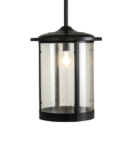 Meyda Lighting Fulton 18" Flat Black Pendant Light With Clear Seeded Shade Glass