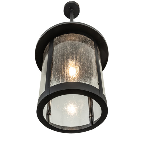 Meyda Lighting Fulton 18" Flat Black Pendant Light With Clear Seeded Shade Glass