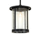 Meyda Lighting Fulton 18" Flat Black Pendant Light With Clear Seeded Shade Glass