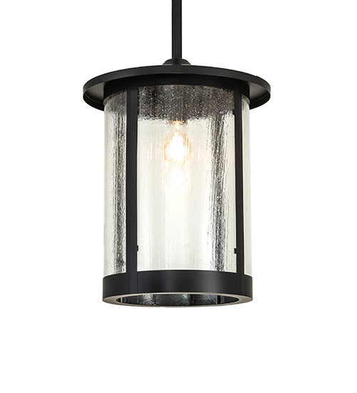 Meyda Lighting Fulton 18" Flat Black Pendant Light With Clear Seeded Shade Glass
