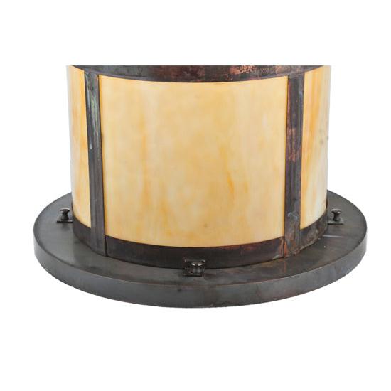 Meyda Lighting Fulton 18" Vintage Copper Outdoor Flushmount Light With Beige Art Shade Glass
