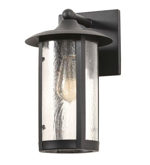 Meyda Lighting Fulton 216871 8" Old Wrought Iron Prime Solid Mount Wall Sconce With Clear Seeded Shade Glass