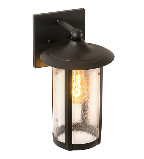 Meyda Lighting Fulton 216871 8" Old Wrought Iron Prime Solid Mount Wall Sconce With Clear Seeded Shade Glass