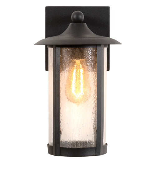 Meyda Lighting Fulton 216871 8" Old Wrought Iron Prime Solid Mount Wall Sconce With Clear Seeded Shade Glass