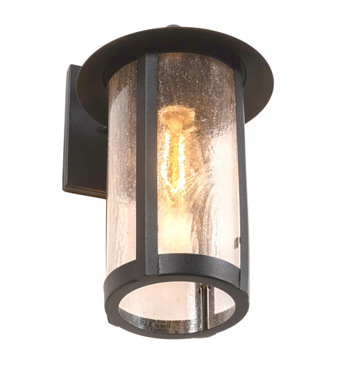 Meyda Lighting Fulton 216871 8" Old Wrought Iron Prime Solid Mount Wall Sconce With Clear Seeded Shade Glass