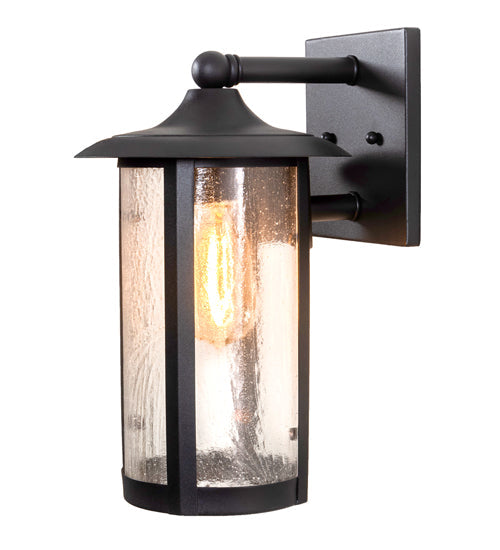 Meyda Lighting Fulton 216871 8" Old Wrought Iron Prime Solid Mount Wall Sconce With Clear Seeded Shade Glass