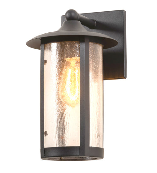 Meyda Lighting Fulton 216871 8" Old Wrought Iron Prime Solid Mount Wall Sconce With Clear Seeded Shade Glass