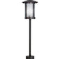 Meyda Lighting Fulton 23" Craftsman Brown Prime Outdoor Pier Mount Light With Clear Granite Shade Glass