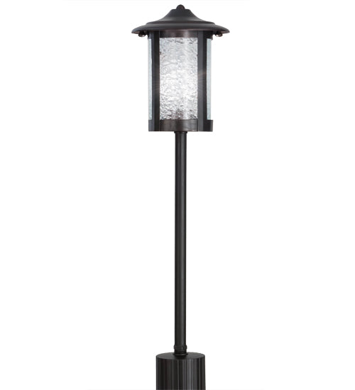 Meyda Lighting Fulton 23" Craftsman Brown Prime Outdoor Pier Mount Light With Clear Granite Shade Glass