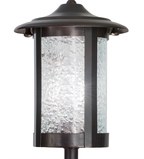 Meyda Lighting Fulton 23" Craftsman Brown Prime Outdoor Pier Mount Light With Clear Granite Shade Glass