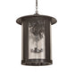 Meyda Lighting Fulton 24" 4-Light Craftsman Brown Winter Pine Pendant Light With Clear Seeded Shade Glass
