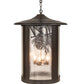 Meyda Lighting Fulton 24" 4-Light Craftsman Brown Winter Pine Pendant Light With Clear Seeded Shade Glass