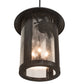 Meyda Lighting Fulton 24" 4-Light Craftsman Brown Winter Pine Pendant Light With Clear Seeded Shade Glass