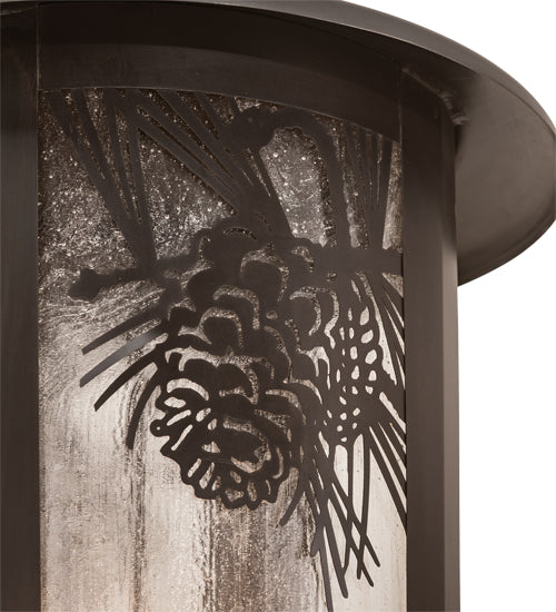 Meyda Lighting Fulton 24" 4-Light Craftsman Brown Winter Pine Pendant Light With Clear Seeded Shade Glass
