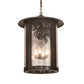 Meyda Lighting Fulton 24" 4-Light Craftsman Brown Winter Pine Pendant Light With Clear Seeded Shade Glass