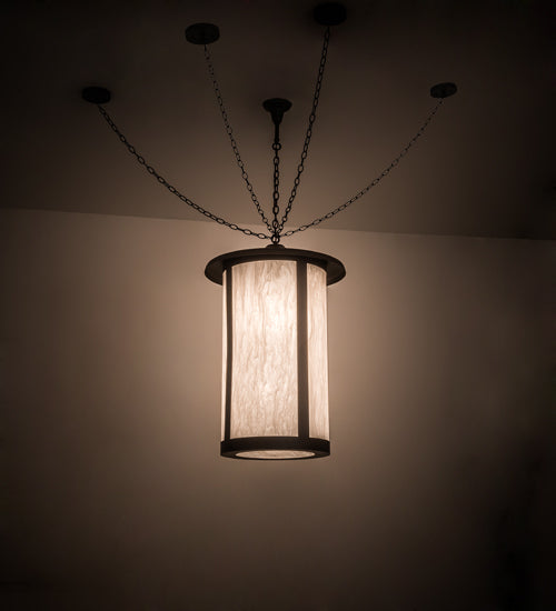 Meyda Lighting Fulton 24" 4-Light Oil Rubbed Bronze Prime Pendant Light With White Angelwing Idalight Shade