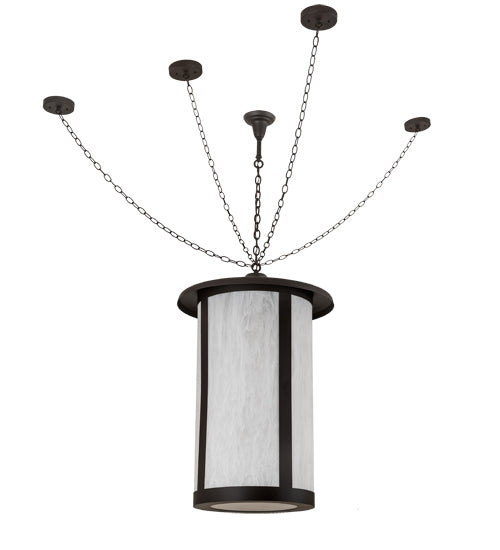Meyda Lighting Fulton 24" 4-Light Oil Rubbed Bronze Prime Pendant Light With White Angelwing Idalight Shade