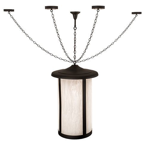 Meyda Lighting Fulton 24" 4-Light Oil Rubbed Bronze Prime Pendant Light With White Angelwing Idalight Shade
