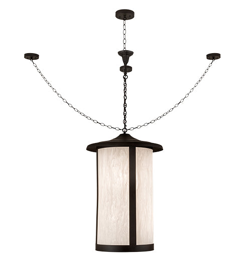 Meyda Lighting Fulton 24" 4-Light Oil Rubbed Bronze Prime Pendant Light With White Angelwing Idalight Shade