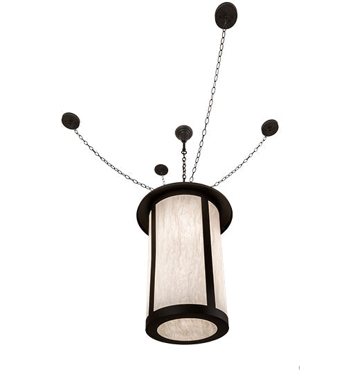 Meyda Lighting Fulton 24" 4-Light Oil Rubbed Bronze Prime Pendant Light With White Angelwing Idalight Shade