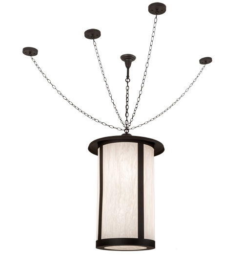 Meyda Lighting Fulton 24" 4-Light Oil Rubbed Bronze Prime Pendant Light With White Angelwing Idalight Shade
