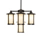 Meyda Lighting Fulton 24" 5-Light Craftsman Brown Chandelier With Beige Botticino Idalight Shade