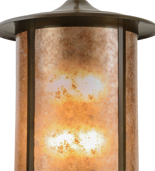 Meyda Lighting Fulton 24" 8-Light Antique Copper Prime Lantern Pendant Light With Silver Mica Shade Glass