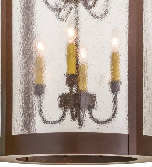 Meyda Lighting Fulton 24" 8-Light Cafe Noir Prime Lantern Pendant Light With Clear Seeded Shade Glass
