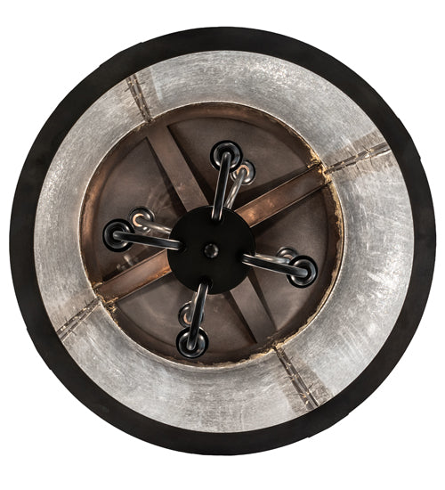 Meyda Lighting Fulton 24" 8-Light Craftsman Brown On Brass Prime Lantern Pendant Light With Clear Seeded Shade Glass