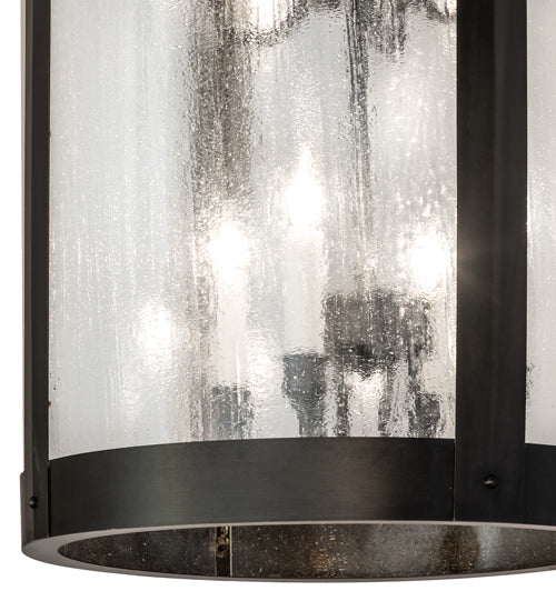 Meyda Lighting Fulton 24" 8-Light Craftsman Brown On Brass Prime Lantern Pendant Light With Clear Seeded Shade Glass