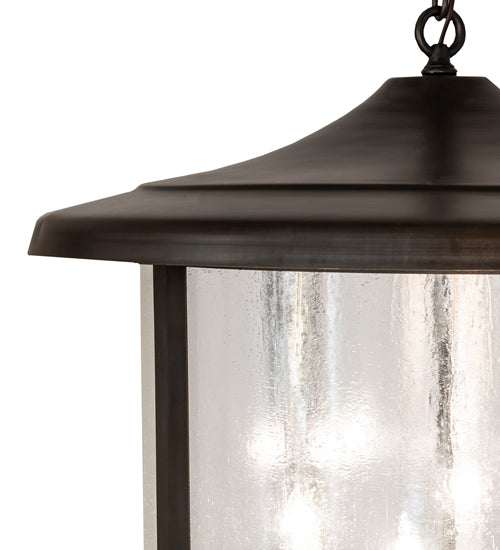 Meyda Lighting Fulton 24" 8-Light Craftsman Brown On Brass Prime Lantern Pendant Light With Clear Seeded Shade Glass