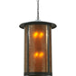 Meyda Lighting Fulton 24" 8-Light Craftsman Brown Prime Lantern Pendant Light With Amber Mica Shade Glass