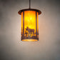 Meyda Lighting Fulton 24" 8-Light Rust Moose Creek Pendant Light With Amber Mica Shade Glass