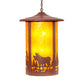 Meyda Lighting Fulton 24" 8-Light Rust Moose Creek Pendant Light With Amber Mica Shade Glass