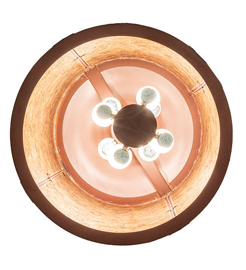 Meyda Lighting Fulton 24" 8-Light Rust Moose Creek Pendant Light With Amber Mica Shade Glass