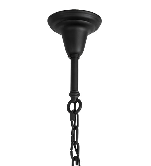 Meyda Lighting Fulton 24" 8-Light Textured Black Hanging Lantern Pendant Light With Clear Seeded Shade Glass