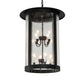 Meyda Lighting Fulton 24" 8-Light Textured Black Hanging Lantern Pendant Light With Clear Seeded Shade Glass