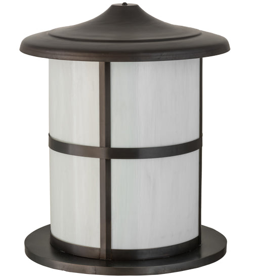 Meyda Lighting Fulton 24" Craftsman Brown Double Bar Mission Outdoor Pier Mount Light With White Art Shade Glass