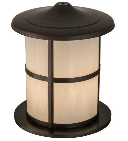 Meyda Lighting Fulton 24" Craftsman Brown Double Bar Mission Outdoor Pier Mount Light With White Art Shade Glass